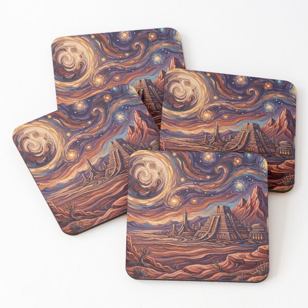 Item preview, Planet Vulcan Starry Night Sci Fi Landscape designed and sold by Bad-Decisions-Designs.