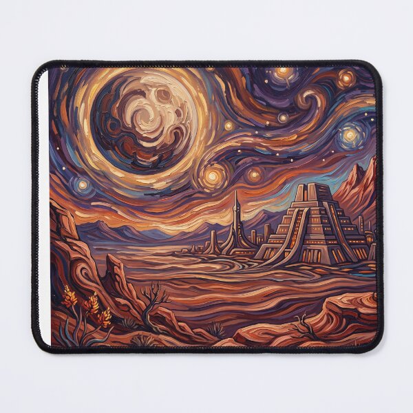 Item preview, Planet Vulcan Starry Night Sci Fi Landscape designed and sold by Bad-Decisions-Designs.