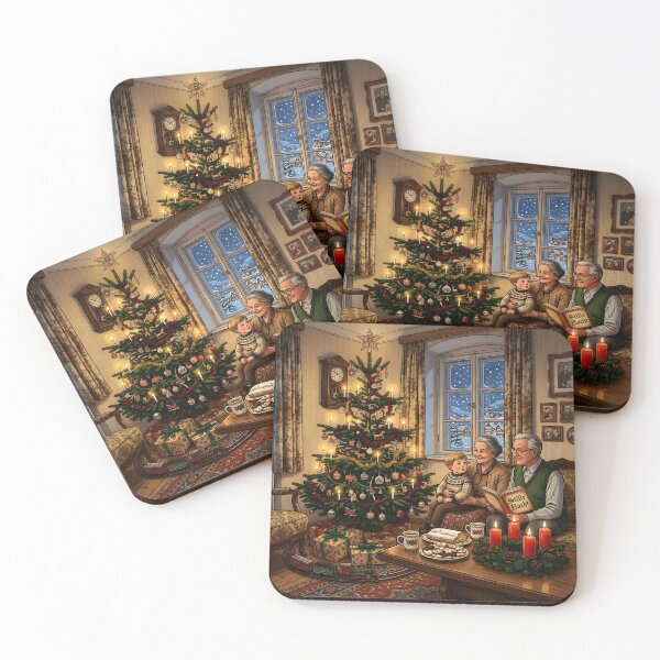 Item preview, Grandparents Reading Silent Night by Candlelit Christmas Tree designed and sold by Sybille-Yates.