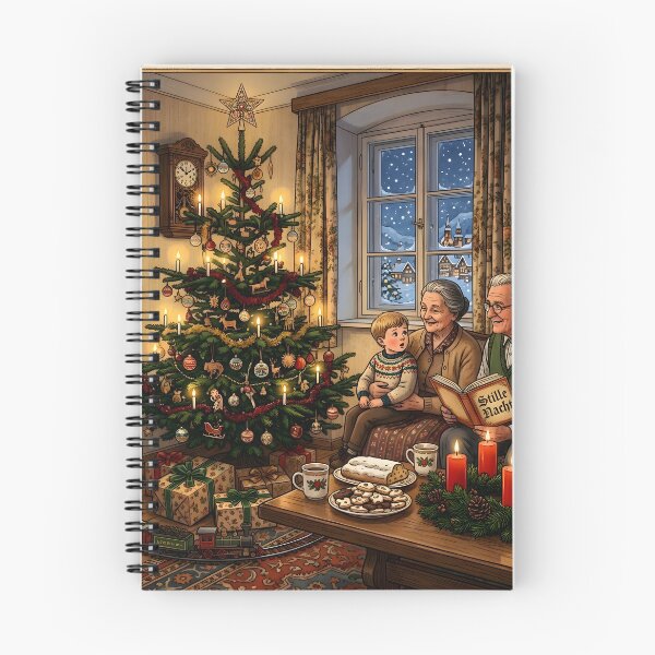 Item preview, Grandparents Reading Silent Night by Candlelit Christmas Tree designed and sold by Sybille-Yates.
