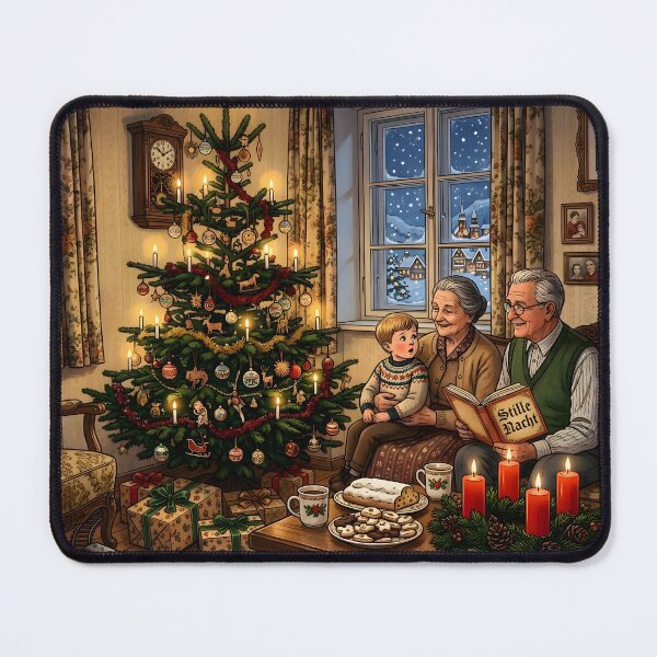 Item preview, Grandparents Reading Silent Night by Candlelit Christmas Tree designed and sold by Sybille-Yates.