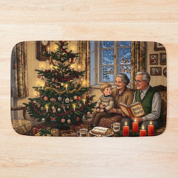 Item preview, Grandparents Reading Silent Night by Candlelit Christmas Tree designed and sold by Sybille-Yates.
