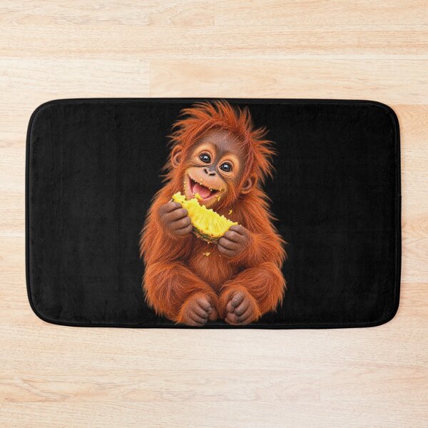 Item preview, Cute Baby Orangutan Eating Pineapple designed and sold by redsharkuk.