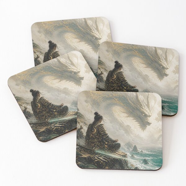 Item preview, Samurai Meditating Before Storm Dragon designed and sold by sigmaartstudio.