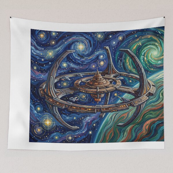 Item preview, Deep Space Nine Starry Night Sci Fi Landscape designed and sold by Bad-Decisions-Designs.