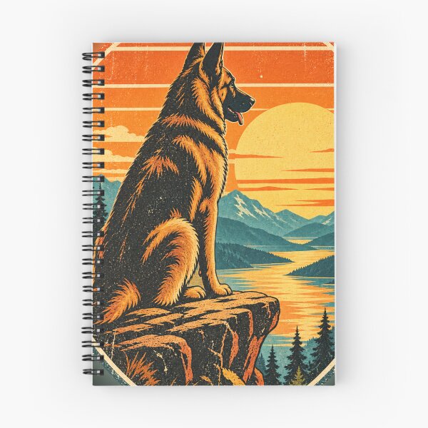 Item preview, Vintage German Shepherd Sunset – Retro 70s Mountain Dog designed and sold by GrafikShopCo.