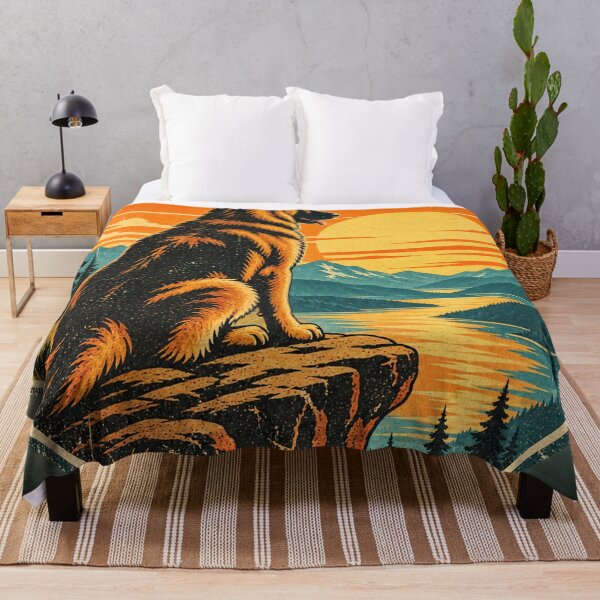 Item preview, Vintage German Shepherd Sunset – Retro 70s Mountain Dog designed and sold by GrafikShopCo.
