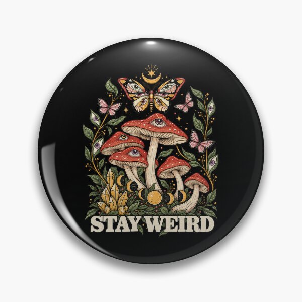 Item preview, Stay Weird Trippy Eyeball Mushroom Butterfly Cottagecore Graphic designed and sold by RamonaTeal.