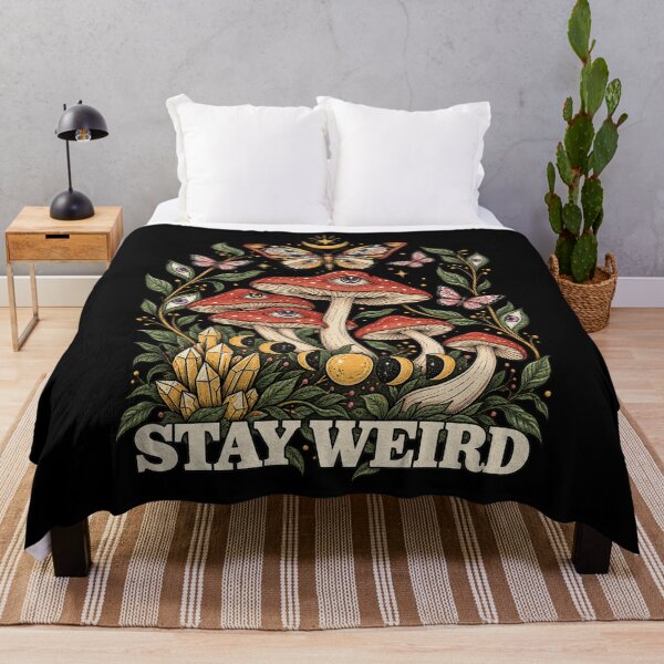 Item preview, Stay Weird Trippy Eyeball Mushroom Butterfly Cottagecore Graphic designed and sold by RamonaTeal.