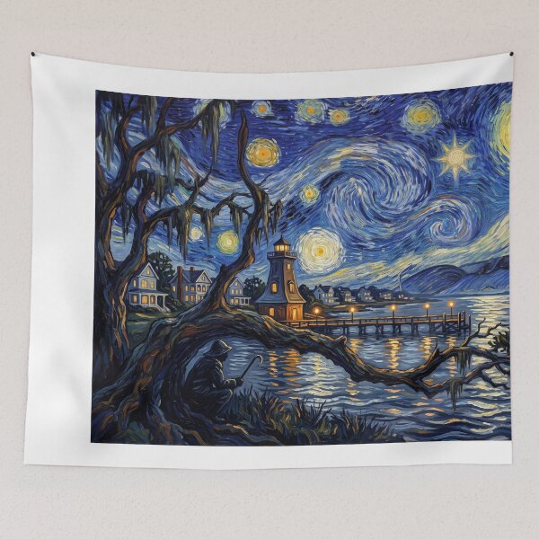 Item preview, Southport Lighthouse Starry Night Spooky Landscape designed and sold by Bad-Decisions-Designs.