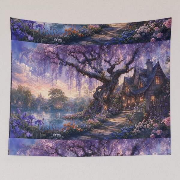 Item preview, Wisteria Cottage by the Pond designed and sold by sigmaartstudio.