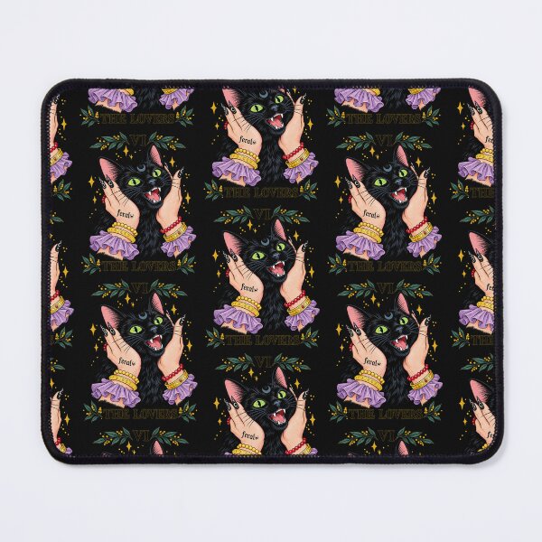 Item preview, The Lovers Tarot Card Funny Feral Black Cat Witch Hands Graphic designed and sold by AnimeSH9.