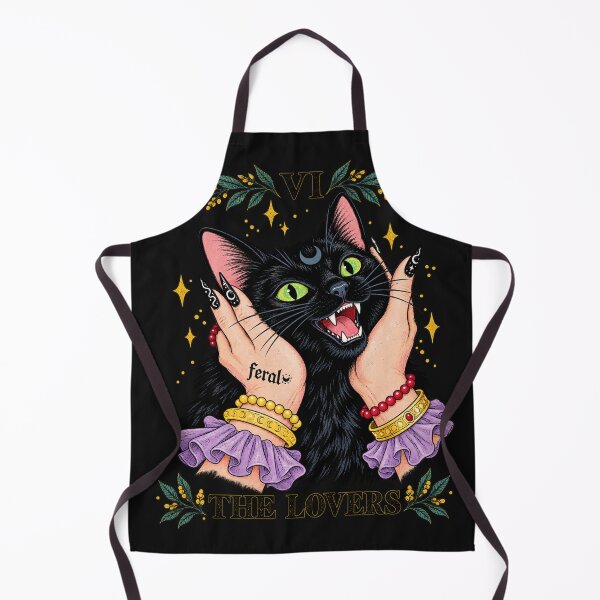 Item preview, The Lovers Tarot Card Funny Feral Black Cat Witch Hands Graphic designed and sold by AnimeSH9.