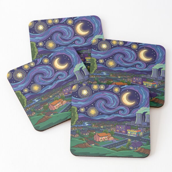 Item preview, Springfield Starry Night Hometown Landscape designed and sold by Bad-Decisions-Designs.
