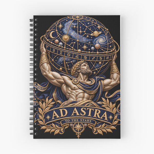 Item preview, Atlas Ad Astra Embroidery – To the Stars Celestial Mythology Art designed and sold by Emoji Emblems.