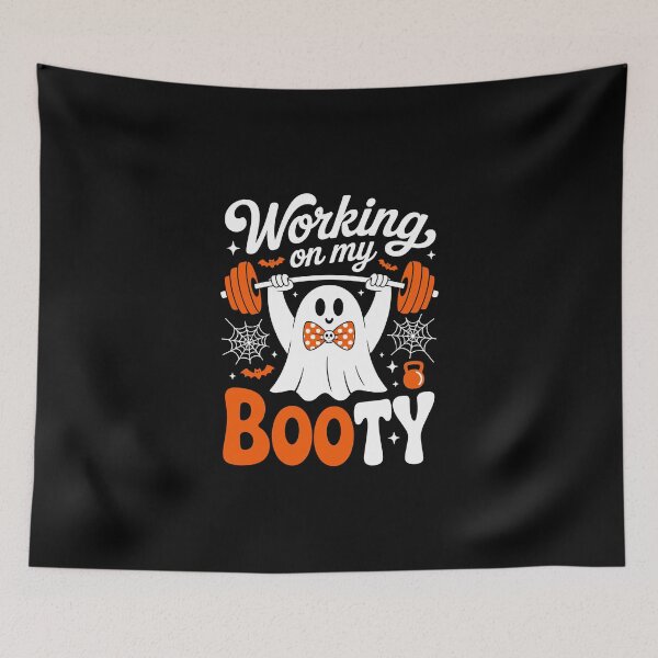 Item preview, Working On My Booty Halloween – Funny Ghost Fitness Gym Art designed and sold by jkrphoto.