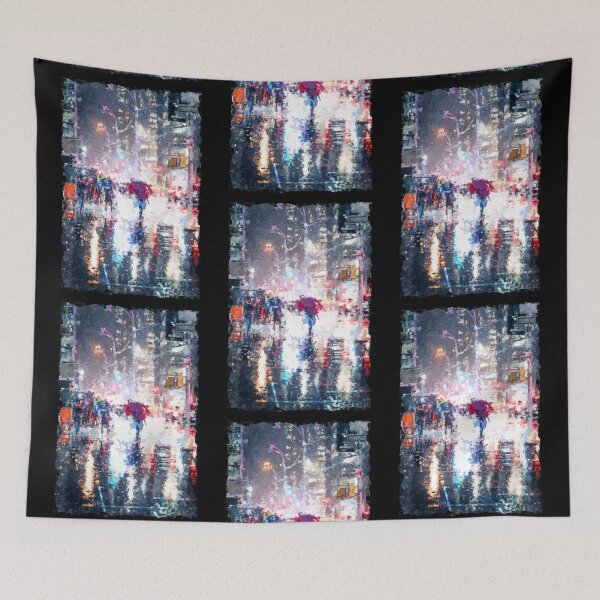 Item preview, Rainy City Lights - Vertical Cityscape Art designed and sold by memendesign.