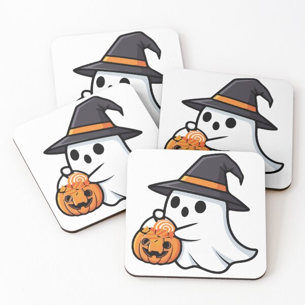Item preview, Cute Halloween Ghost with Pumpkin and Candy | Spooky Kawaii Halloween designed and sold by Julison2015.