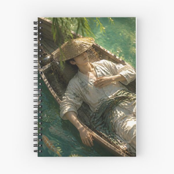 Item preview, Fisherman Sleeping in Boat on Emerald Lake designed and sold by sigmaartstudio.