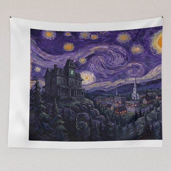 Item preview, Salems Lot Starry Night Spooky Landscape designed and sold by Bad-Decisions-Designs.