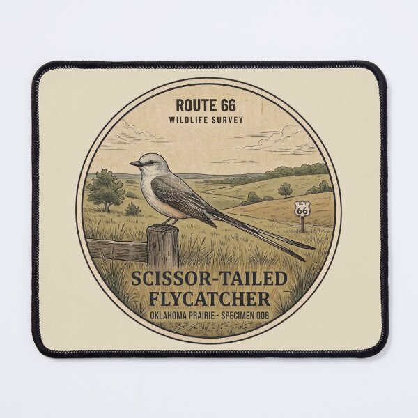 Item preview, Scissor-tailed Flycatcher Route 66 Wildlife Badge designed and sold by CalmCapy Co.