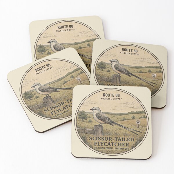 Item preview, Scissor-tailed Flycatcher Route 66 Wildlife Badge designed and sold by CalmCapy Co.