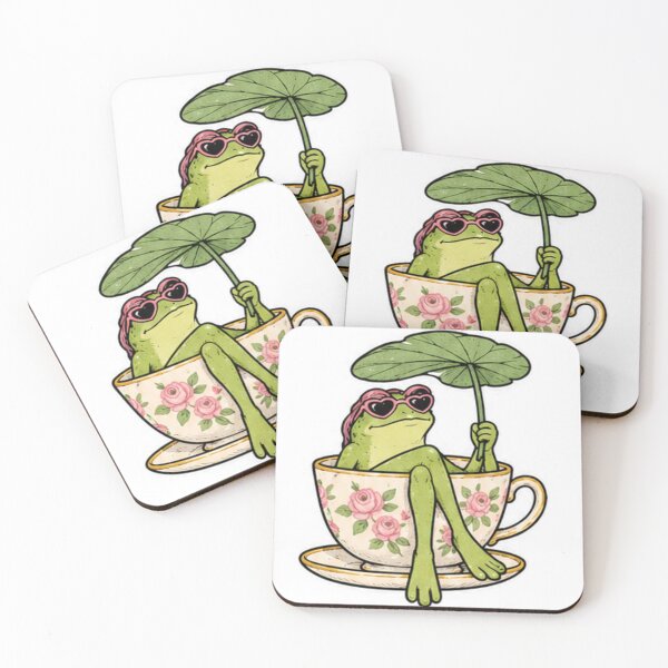 Item preview, Cozy Frog Tea – Cute Cottagecore Frog Sticker designed and sold by HotMessPresss.