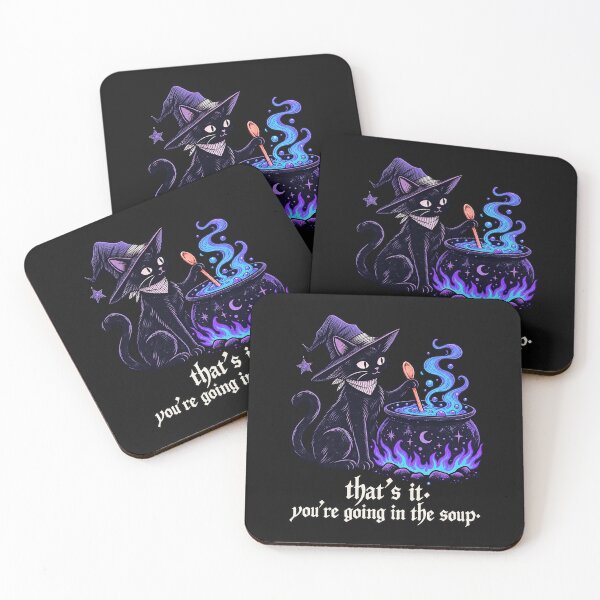 Item preview, Thats It Youre Going In The Soup Funny Black Cat Witch Cauldron Graphic designed and sold by AnimeSH9.