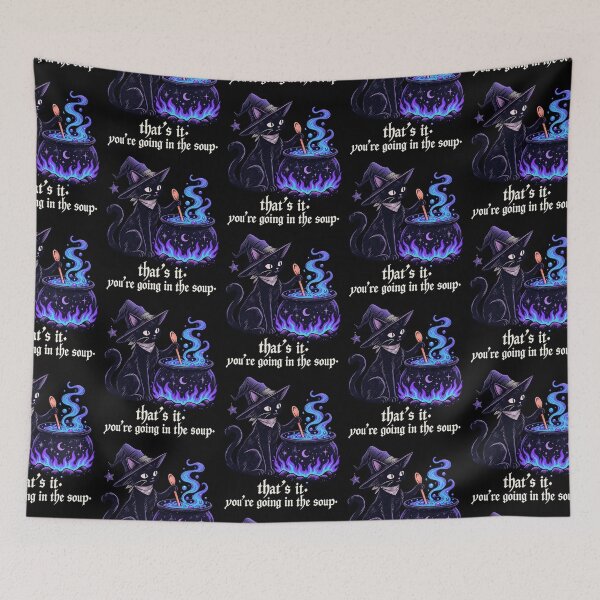 Item preview, Thats It Youre Going In The Soup Funny Black Cat Witch Cauldron Graphic designed and sold by AnimeSH9.