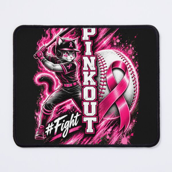 Item preview, Pink Ribbon Softball Cat Breast Cancer Awareness Fight Design designed and sold by Castielalger.