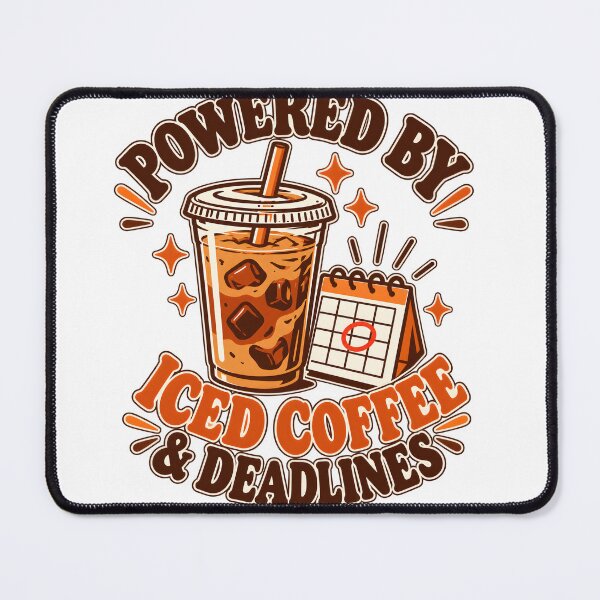 Item preview, Powered by Iced Coffee & Deadlines – Retro Coffee Lover Vector Design designed and sold by BlueStar45.