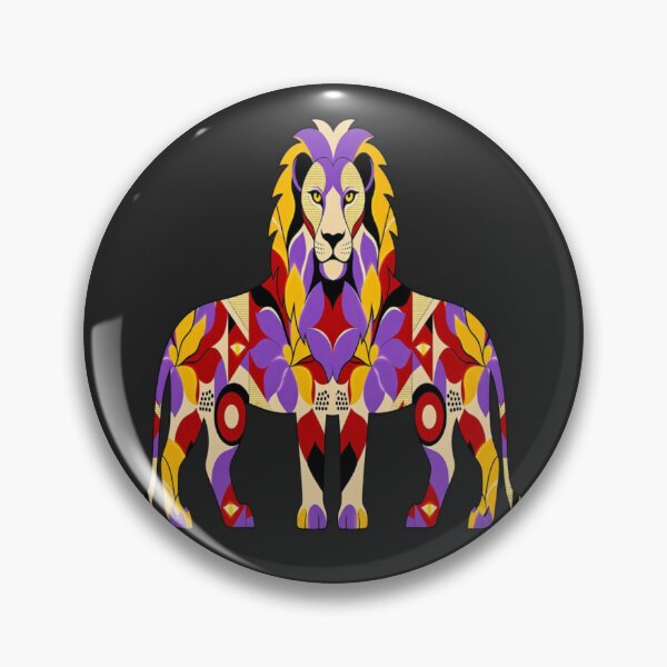 Item preview, Abstract Geometric Pop Art Lion & Seamless Retro Pattern designed and sold by Breezes-of-Ida.
