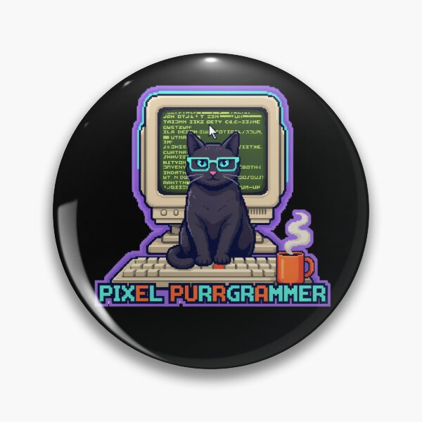 Item preview, Pixel Cat Programmer - Funny 80s Retro Coding Geek Gift designed and sold by Design_Your_Day.