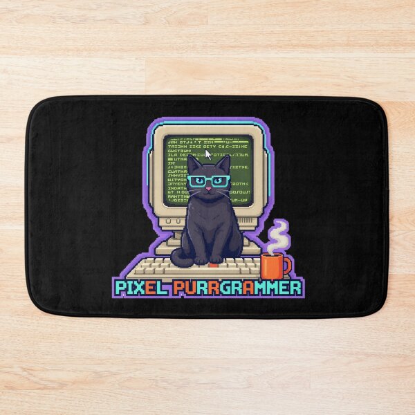 Item preview, Pixel Cat Programmer - Funny 80s Retro Coding Geek Gift designed and sold by Design_Your_Day.