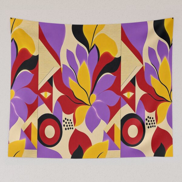 Item preview, Abstract Geometric Pop Art Lion & Seamless Retro Pattern designed and sold by Breezes-of-Ida.