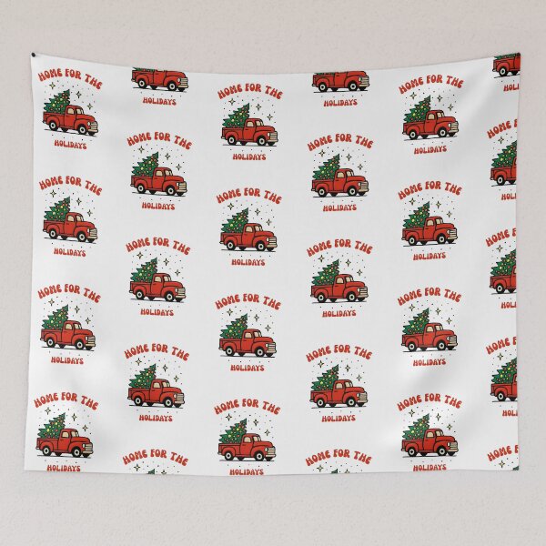 Item preview, Home For The Holidays Vintage Red Truck Christmas Tree Sticker Art designed and sold by wildsilencee.