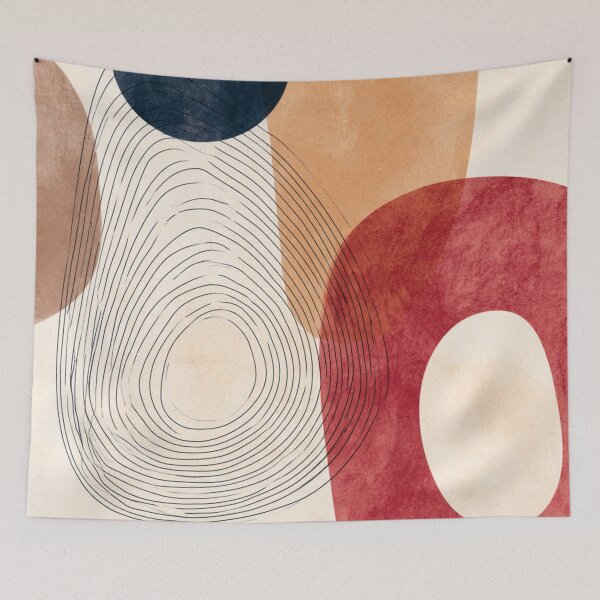 Item preview, Mid-Century Boho Organic Shapes Abstract - Textured Earth Tone Line Art Pattern designed and sold by GrinGalore.