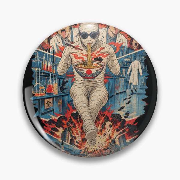 Item preview, Invisible Bandaged Scientist Eating Ramen - Vintage Lab Horror Collage designed and sold by BRTHRCNK01.