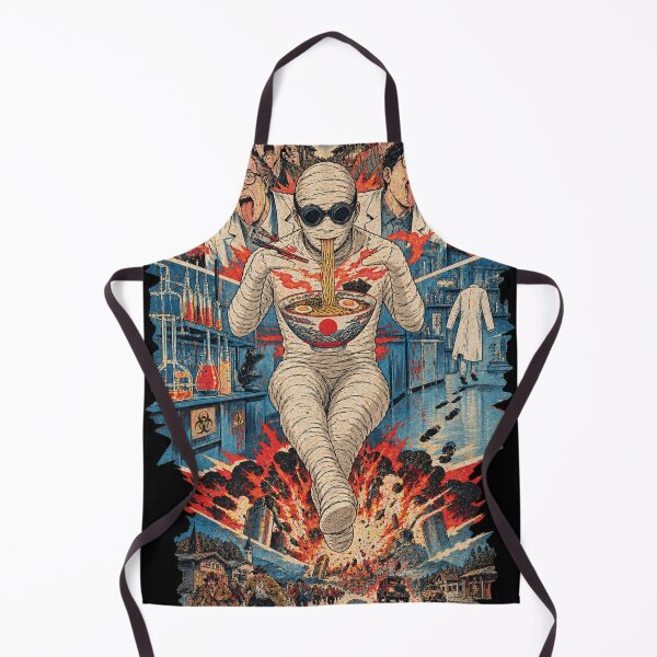 Item preview, Invisible Bandaged Scientist Eating Ramen - Vintage Lab Horror Collage designed and sold by BRTHRCNK01.