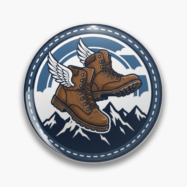 Item preview, Flying Hiking Boots Mountain Wings Badge designed and sold by Sanan Israyilli.