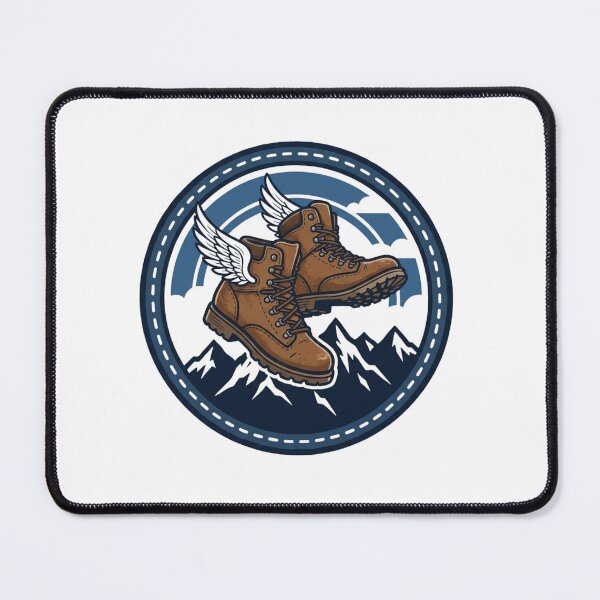 Item preview, Flying Hiking Boots Mountain Wings Badge designed and sold by Sanan Israyilli.