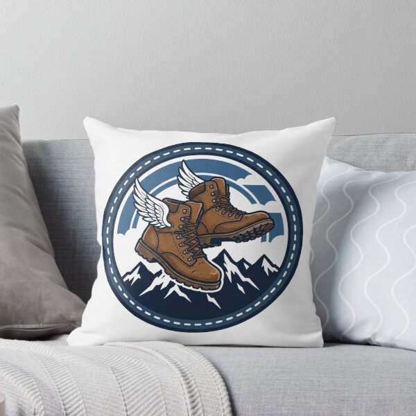 Item preview, Flying Hiking Boots Mountain Wings Badge designed and sold by Sanan Israyilli.