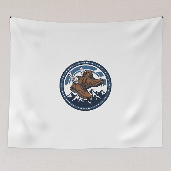 Item preview, Flying Hiking Boots Mountain Wings Badge designed and sold by Sanan Israyilli.