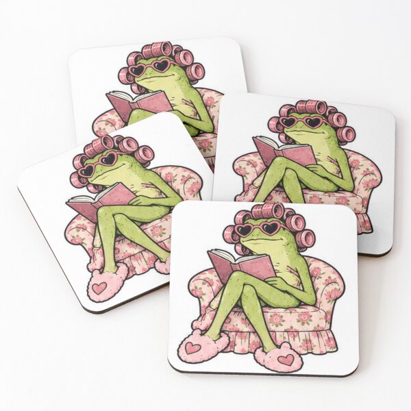 Item preview, Cozy Frog Reading – Curlers & Couch Sticker designed and sold by HotMessPresss.