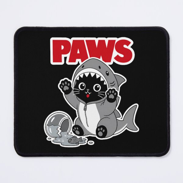 Item preview, Paws Funny Jaws Parody Black Cat Shark Shirt designed and sold by digital.stickerperso.com.