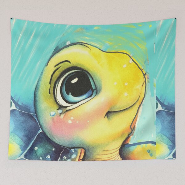 Item preview, Baby turtle with large, expressive blue eyes designed and sold by Fayes4Art.