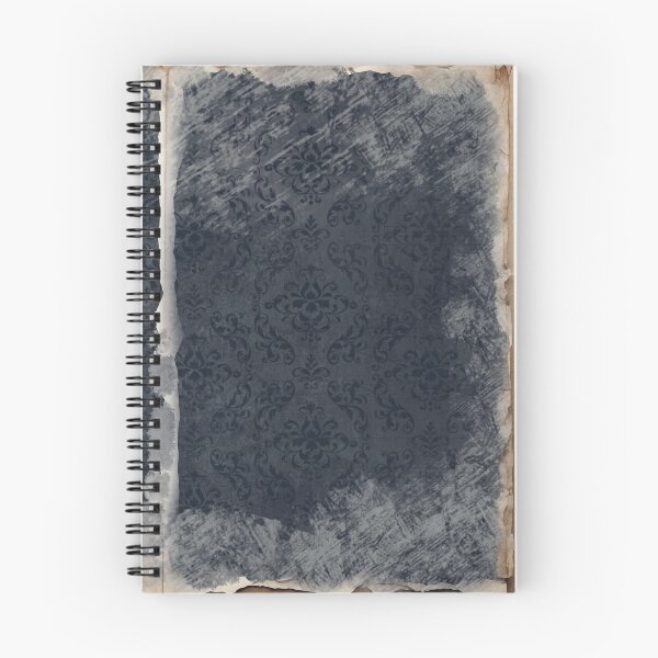 Item preview, Frosted Gothic Blue Damask Burgundy Journal Page designed and sold by PapercutandSuch.