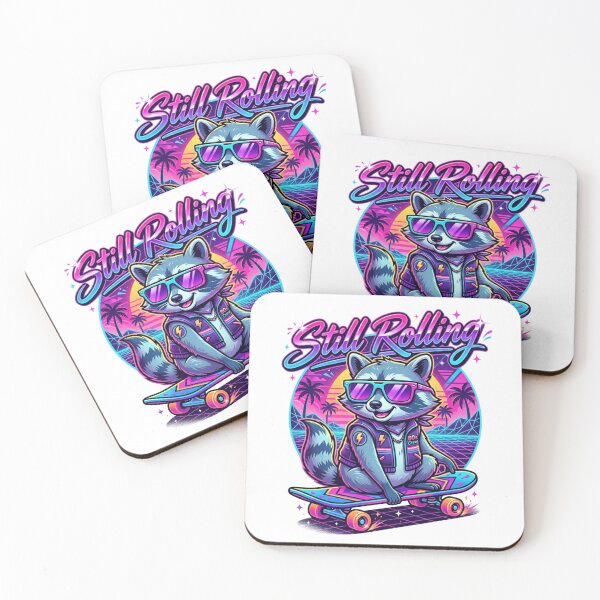 Item preview, Still Rolling Retro Synthwave Skater Raccoon designed and sold by Sanan Israyilli.