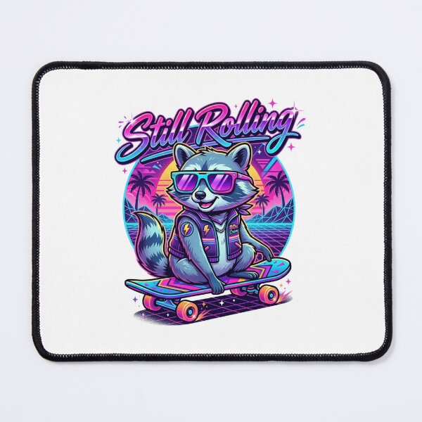 Item preview, Still Rolling Retro Synthwave Skater Raccoon designed and sold by Sanan Israyilli.