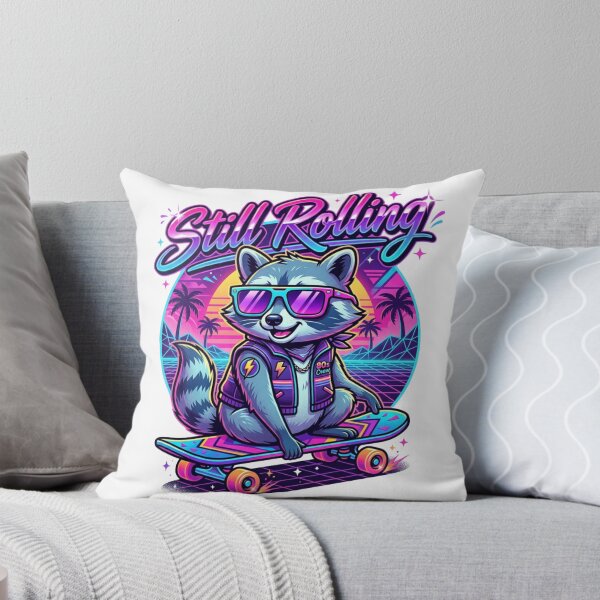 Item preview, Still Rolling Retro Synthwave Skater Raccoon designed and sold by Sanan Israyilli.
